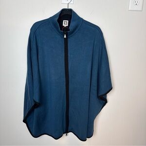 Anne Klein Women's Zip Front Sweater Teal Cape/Shawl 1X NWT $139